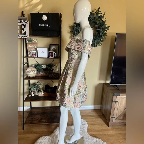 NWT Topshop Women’s Pastel & Gold Toned One Shoulder Dress SZ 6🌸✨ - Picture 10 of 16